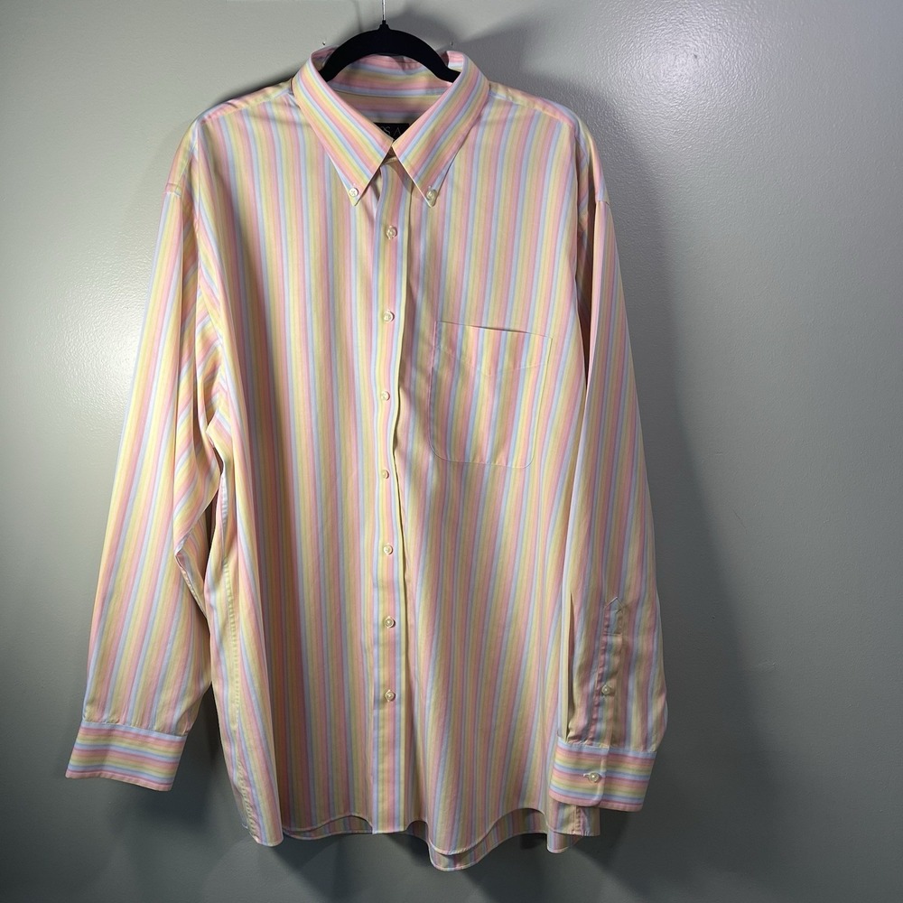 Jos. A. Bank‎ Traveler's Collections Rainbow Stripe Long Sleeve Shirt, XL